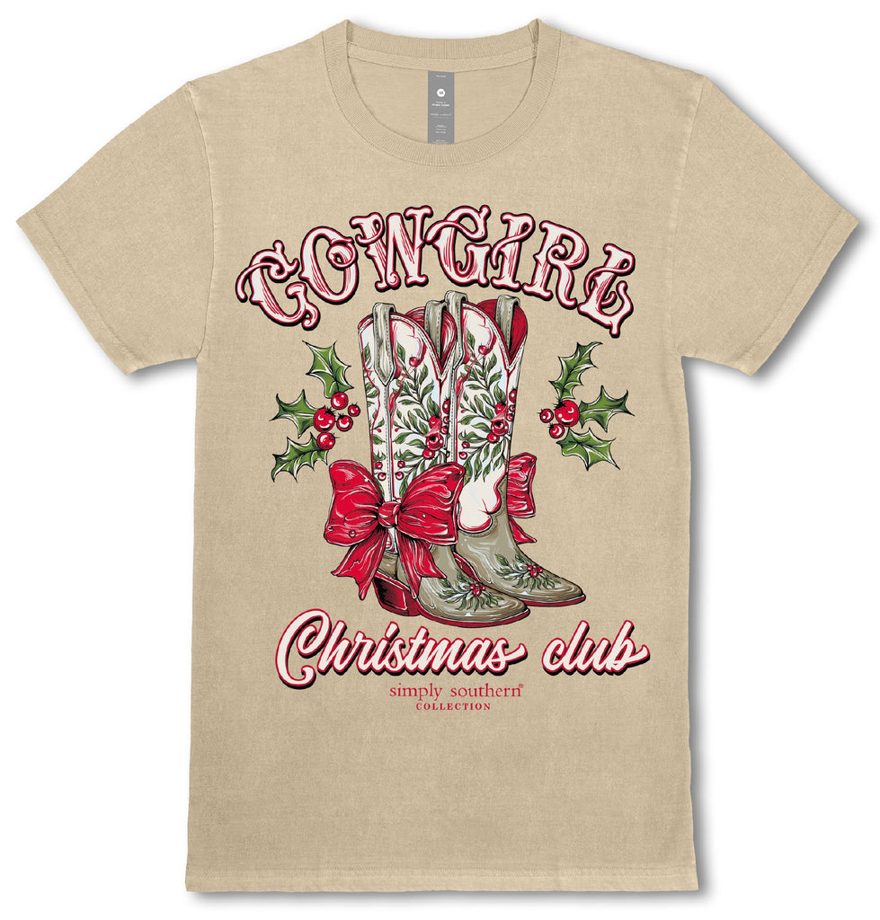 Cowgirl Boots - Christmas Club - Holly - Red Bows - F25 - SS - Adult T-Shirt