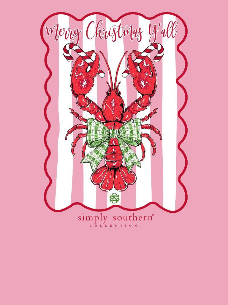 Merry Christmas Y'all - Lobster - Candy Cane - Bow - F25 - SS - YOUTH T-Shirt