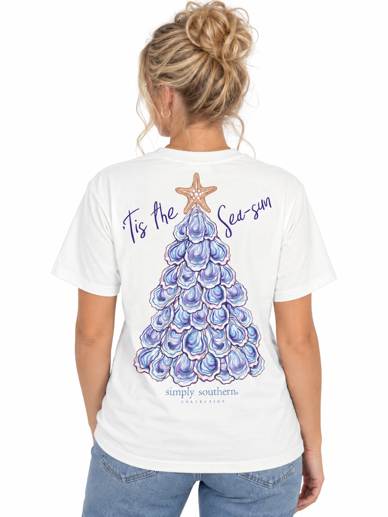 Tis The Sea-Sun - Oyster Tree - Christmas - F26 - SS - Adult T-Shirt