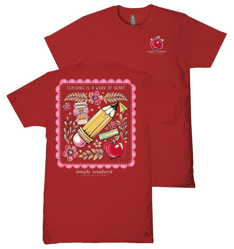 Teaching is a Work of Heart - Teacher - F26 - SS - Adult T-Shirt