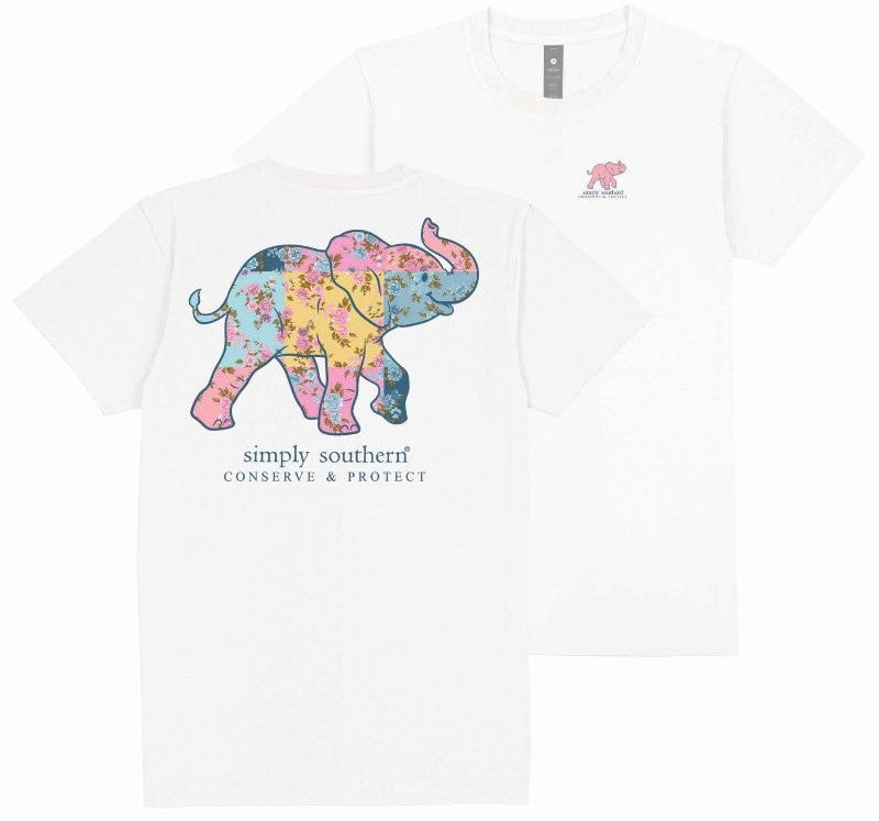 Elephant with Floral Patchwork Conserve & Protect - S25 - SS - YOUTH T-Shirt