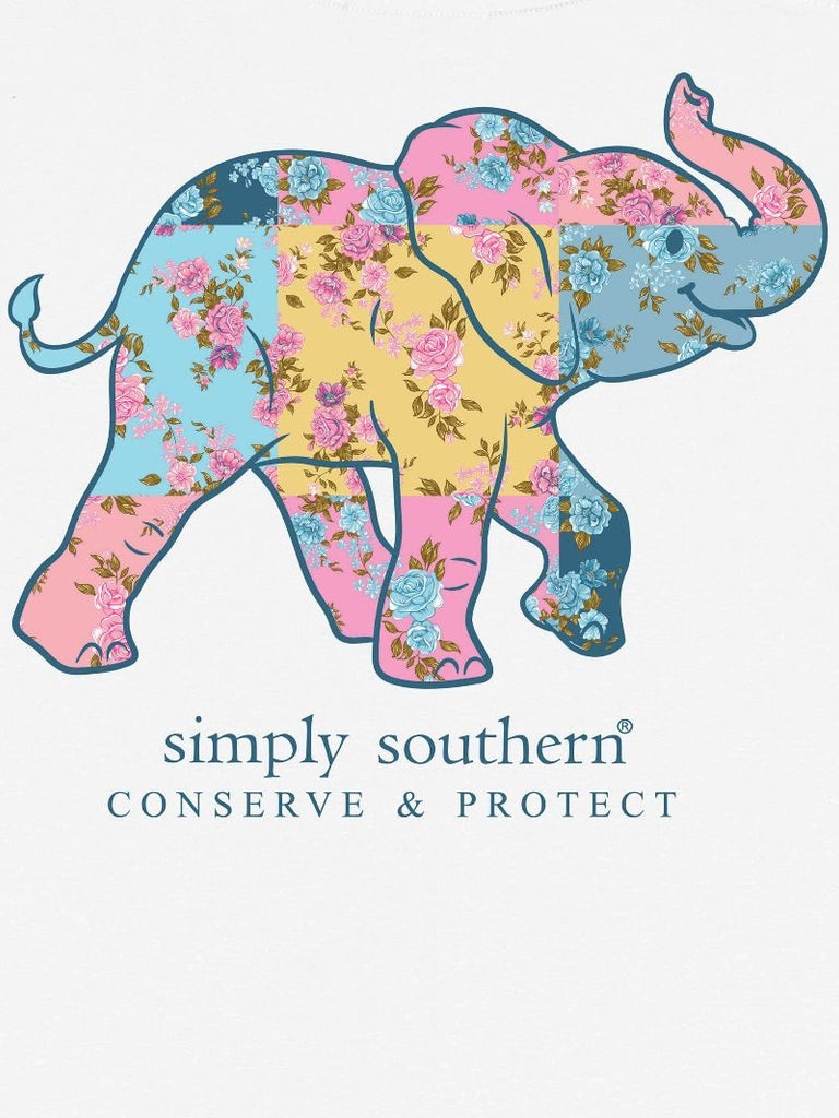 Elephant with Floral Patchwork Conserve & Protect - S25 - SS - YOUTH T-Shirt