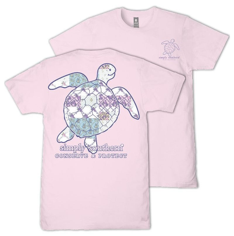 Patchwork Quilted - Floral - Turtle - Conserve & Protect - S26 - SS - Adult T-Shirt