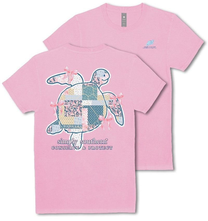 Track Turtle - Quilted - Pink Bows - Conserve and Protect - F25 - SS - Adult T-Shirt