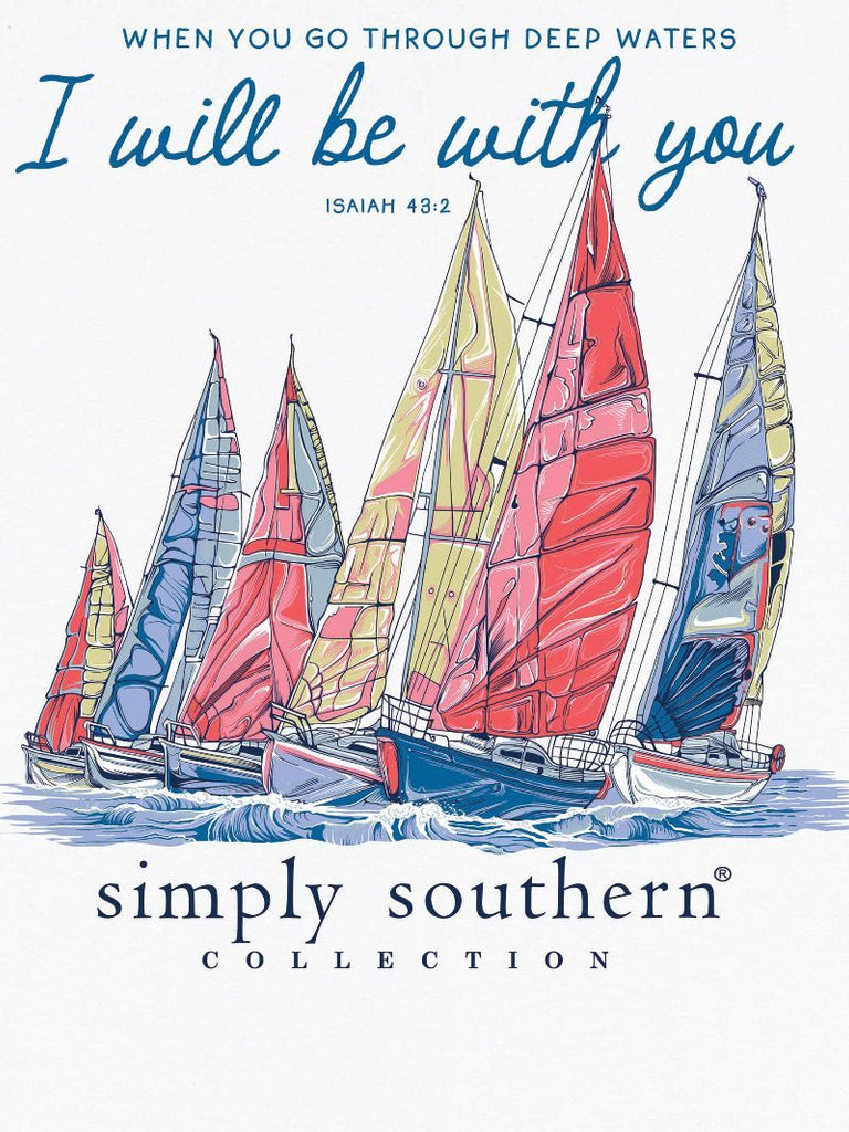 When You Go Through Deep Waters I Will Be with You - Isaiah 43:2 - Sailboats - S25 - SS - YOUTH T-Shirt