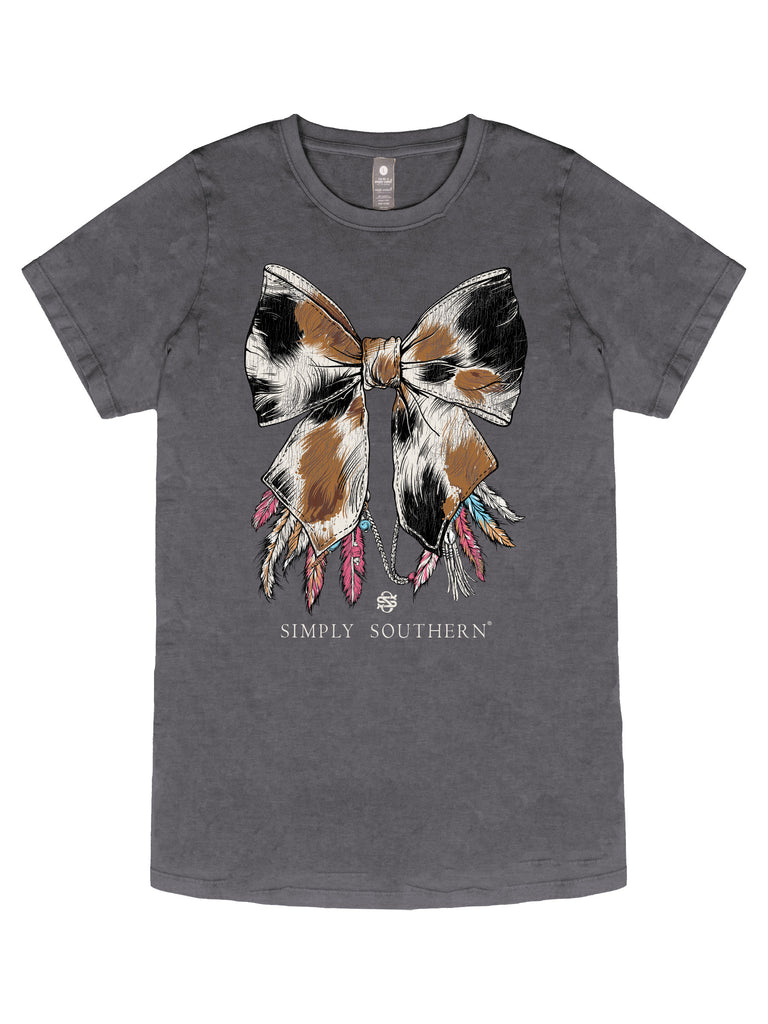 Cow Print Bow with Feathers - SS - F25 - Adult T-Shirt