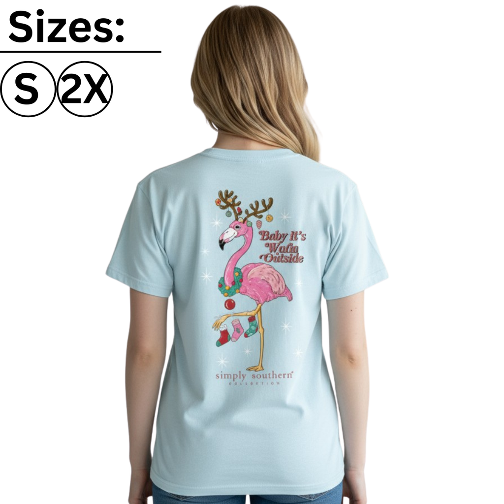 Baby It's Warm Outside - Flamingo - Christmas - SS - S24 - Adult T-Shirt