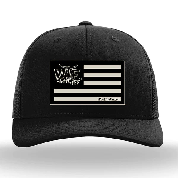 Tan Flag Patch Snapback Trucker Hat - Adult Hat- What The Fin