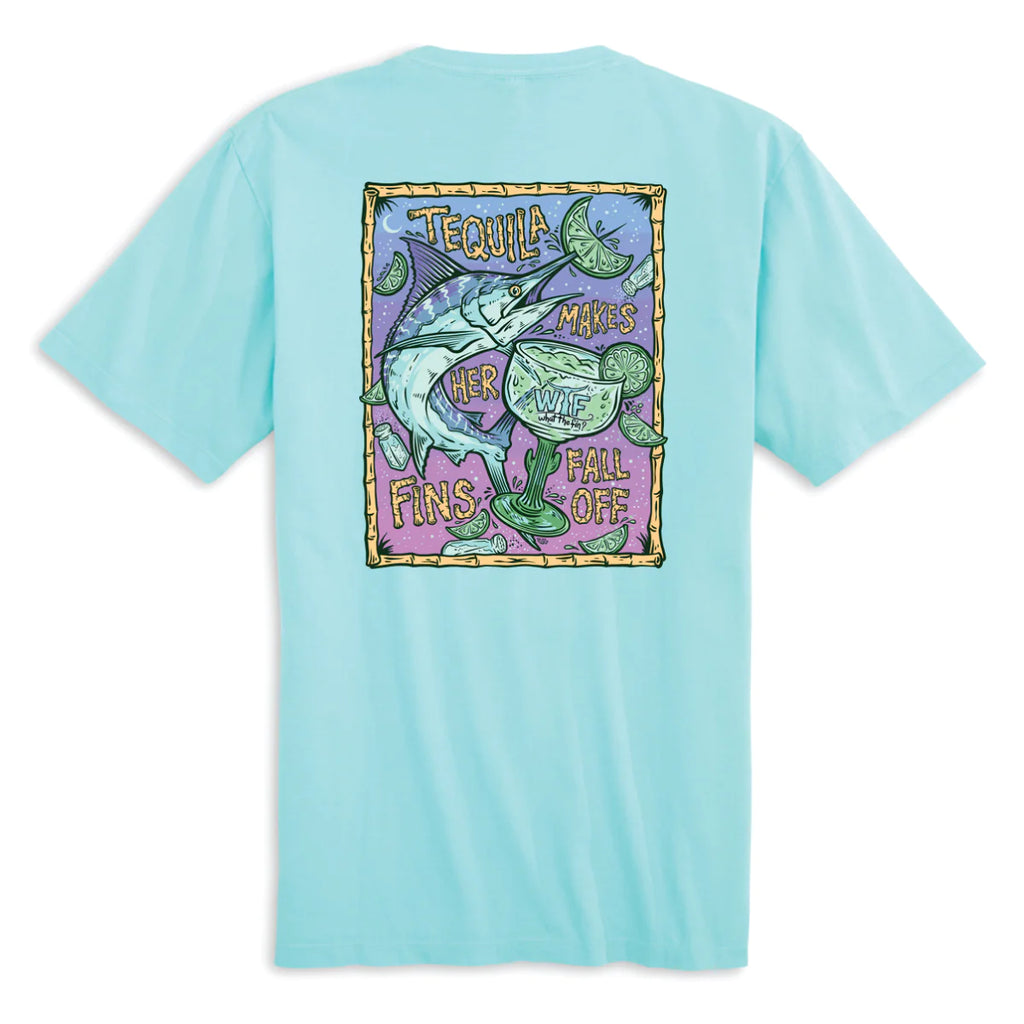 Tequila Makes Her Fins Fall Off - Marlin - Adult T-Shirt - What The Fin