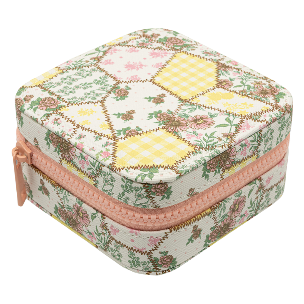 Jewelry Box with Interior Mirror - Zippered Compartment - S26 - Simply Southern