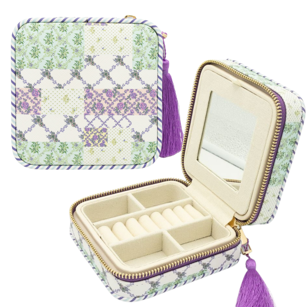 Tassel Travel Jewelry Case - Portable Jewelry Organizer with Mirror and Compartments - S26 - Simply Southern