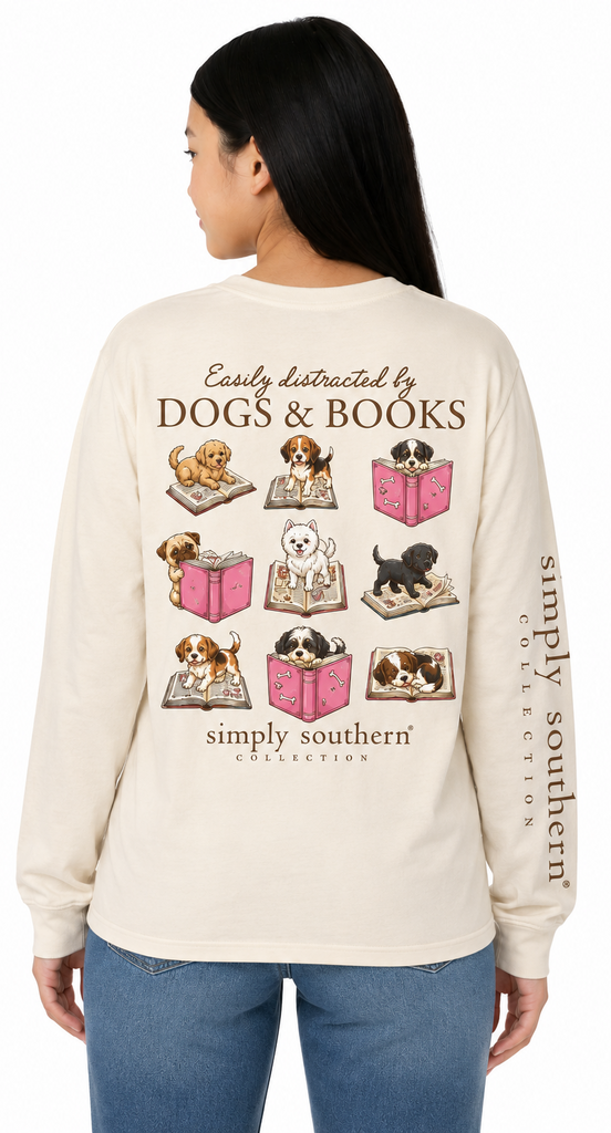 Easily Distracted By Dogs & Books - SS - F26 - YOUTH Long Sleeve