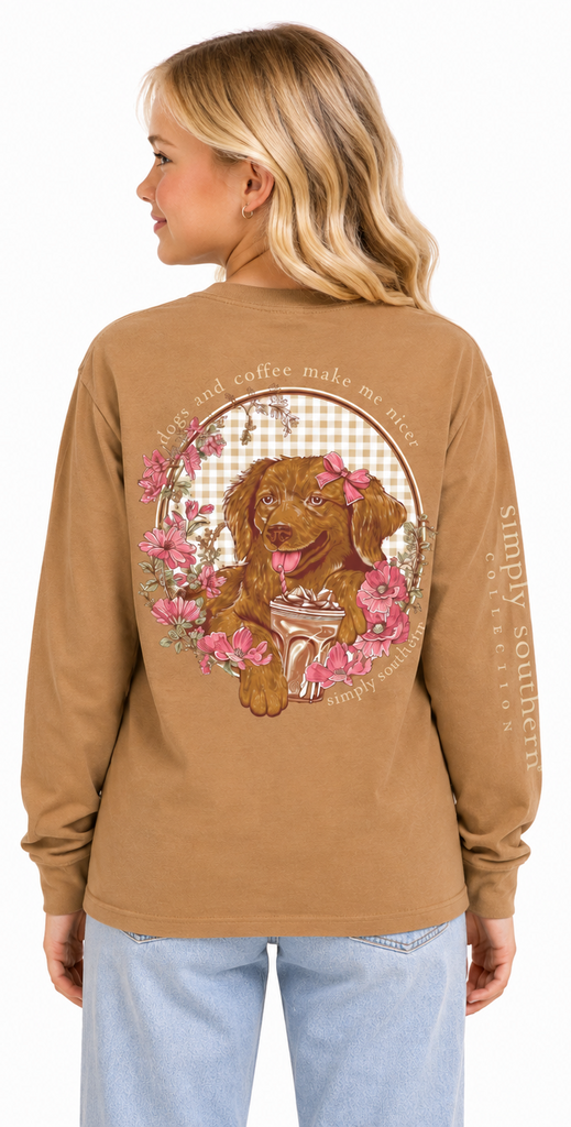 Dogs And Coffee Make Me Nicer - SS - F26 - YOUTH Long Sleeve