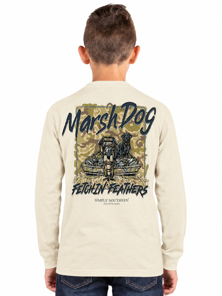 Camo Dog Fetching Feathers - SS - F26 - YOUTH Long Sleeve