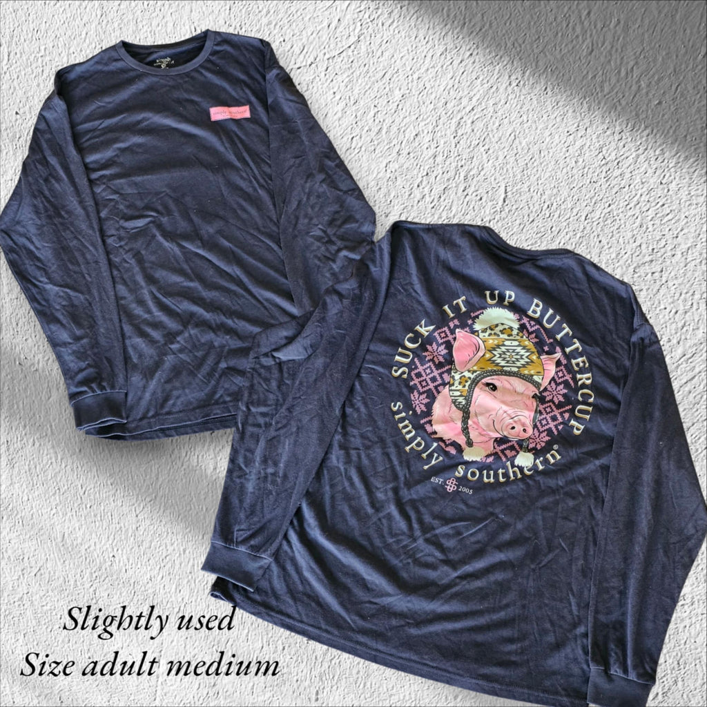 Simply Southern - Long Sleeve Shirt - Suck It Up Buttercup - Adult Size Medium (M33)