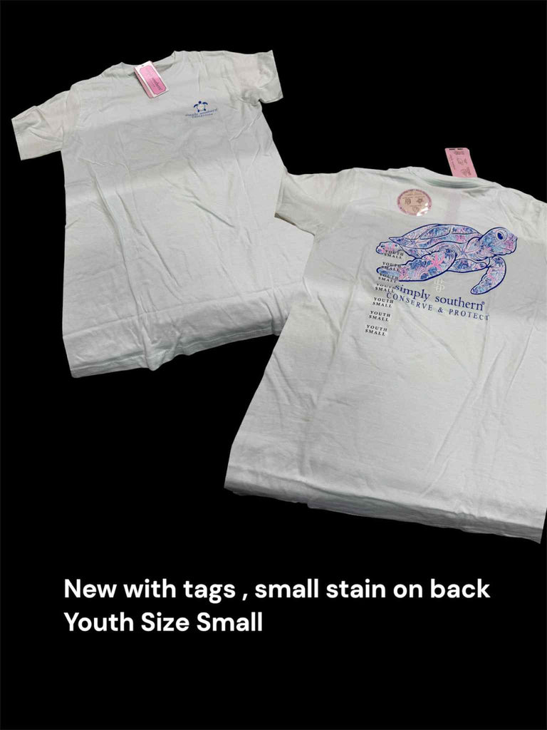 NWT Simply Southern Youth T-Shirt - Turtle - Reef - Youth Size Small (M102)