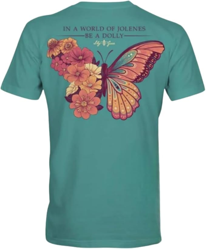 In A World of Jolenes Be A Dolly - Butterfly Floral - Adult T-Shirt - Lily Grace