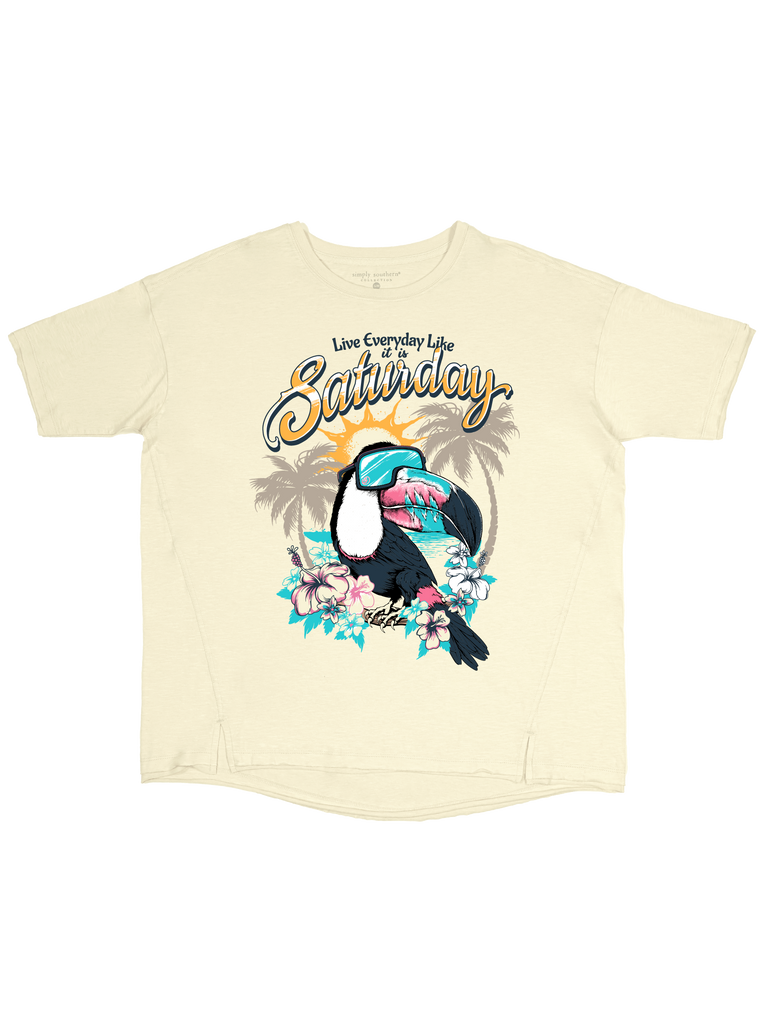 Live Everyday Like It Is Saturday - Parrot - S24 - SS - Fashion Boxy Shirt