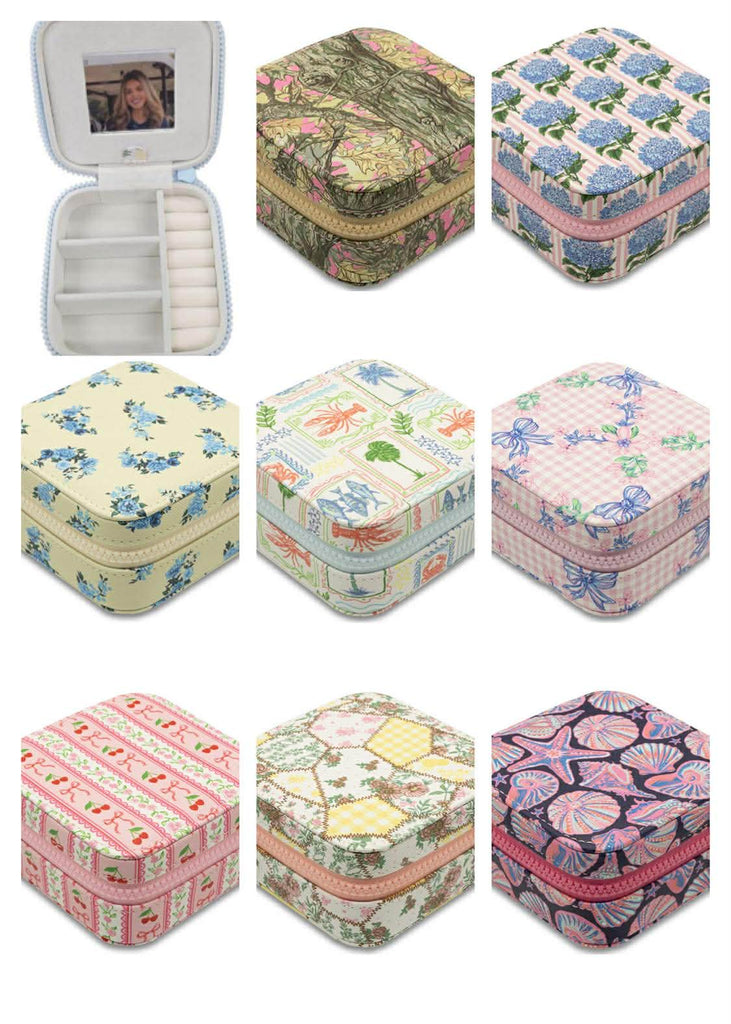 Jewelry Box with Interior Mirror - Zippered Compartment - S26 - Simply Southern