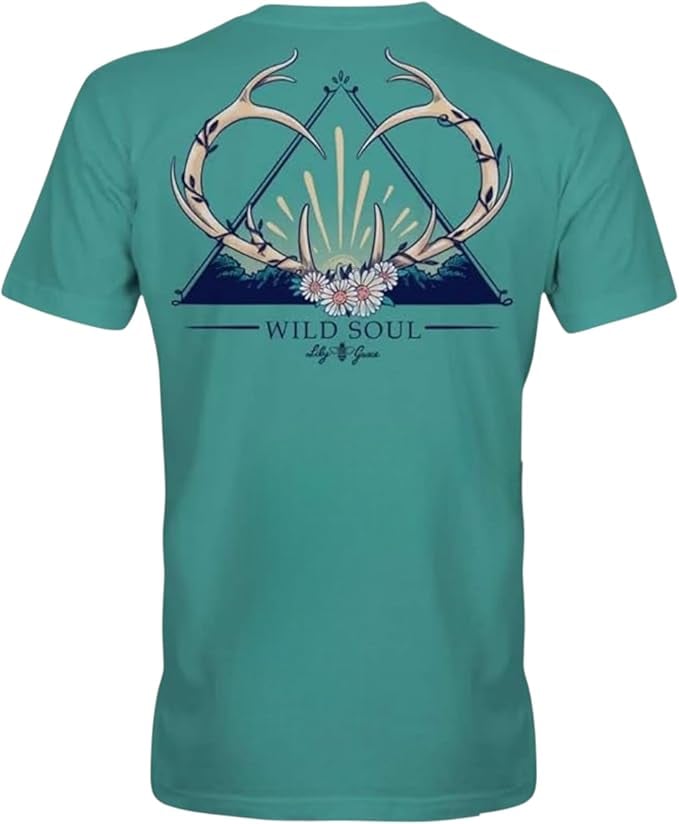 Wild Soul - Deer Antlers - Daisies - Adult T-Shirt - Lily Grace
