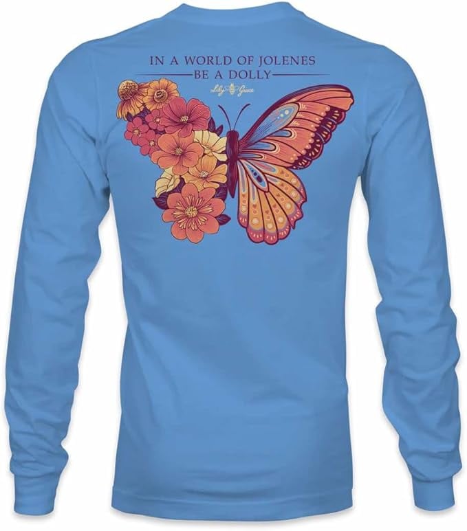 In A World of Jolenes Be A Dolly - Floral Butterfly - Adult Long Sleeve - Lily Grace