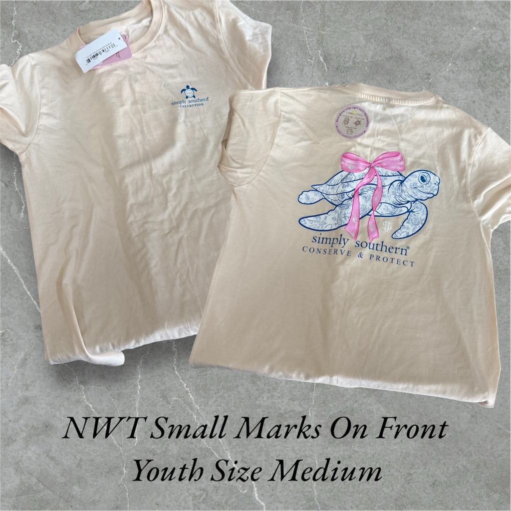 NWT Simply Southern -Youth Short Sleeve - Turtle Conserve - Floral - Youth Size Medium (M88)