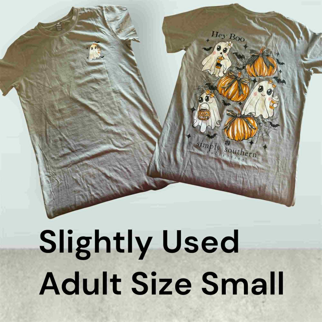Slightly Used Simply Southern Adult T-Shirt - Ghost - Adult Size X-Small - (M155)