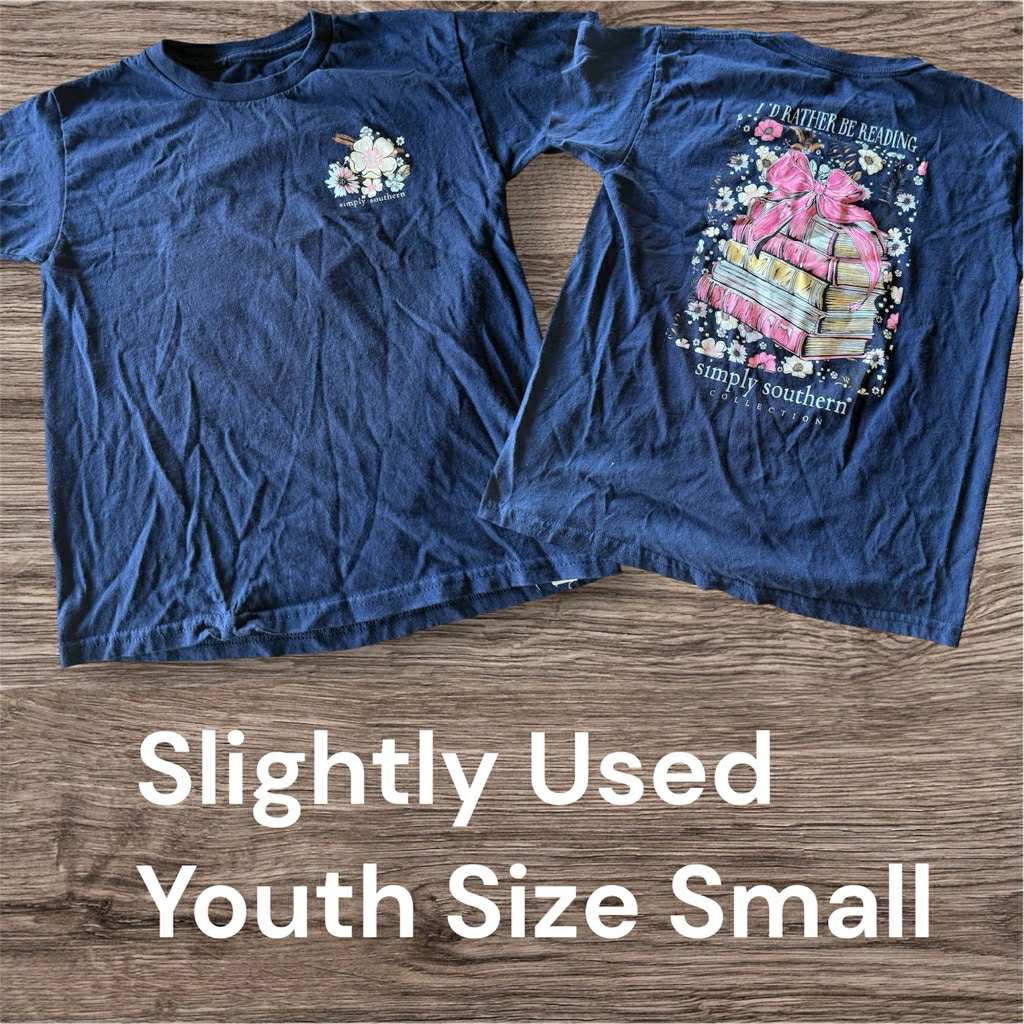 Slightly Used Simply Southern Youth T-Shirt - Reading - Youth Size Small - (M148)