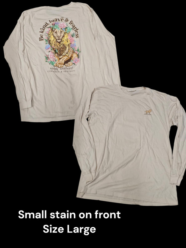 Simply Southern - Be Kind, Brave and Fearless - Long Sleeve Shirt - Adult Size Large (M5)
