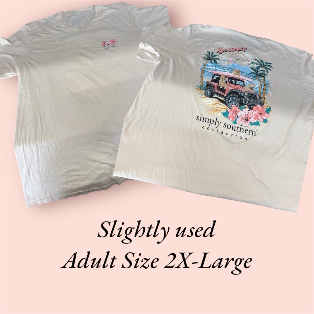 Slightly Used Simply Southern - Short Sleeve - Living Simply - Beach Dogs - Adult Size 2XL (M85)