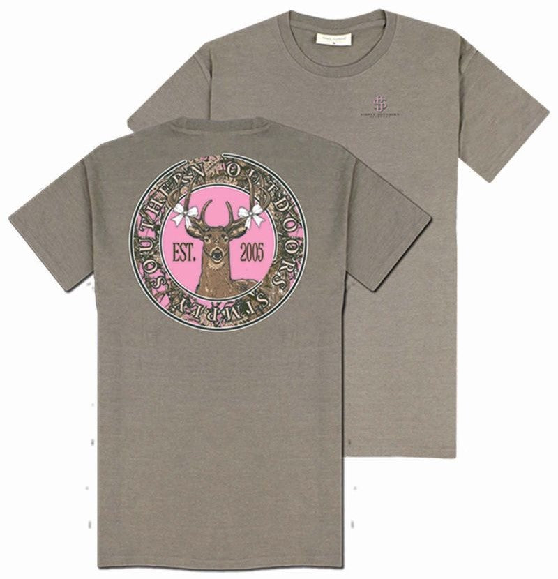 Deer - Pink Camouflage - White Bows - S25 - SS - YOUTH T-Shirt