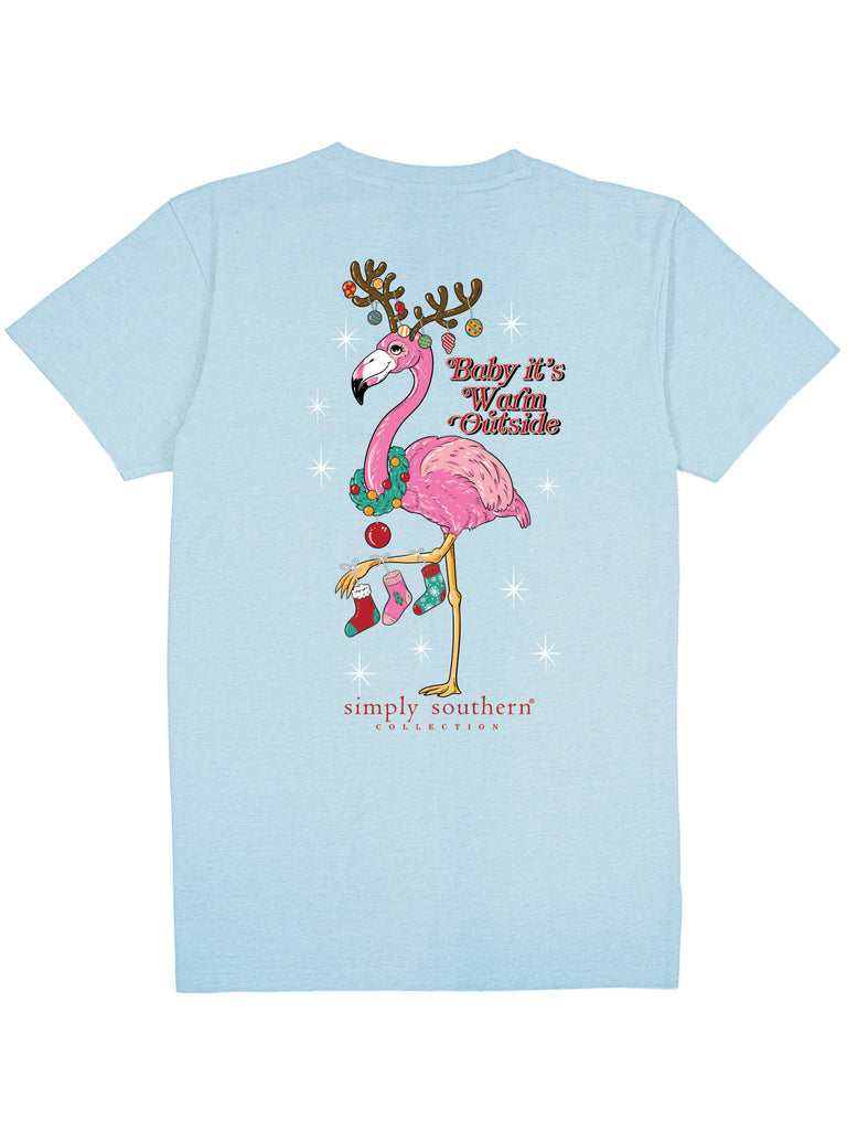 Baby It's Warm Outside - Flamingo - Christmas - SS - S24 - YOUTH T-Shirt