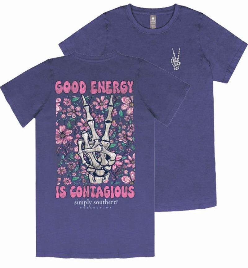 Good Energy is Contagious - Flowers - Peace - Skeleton - SS - S25 - Adult T-Shirt