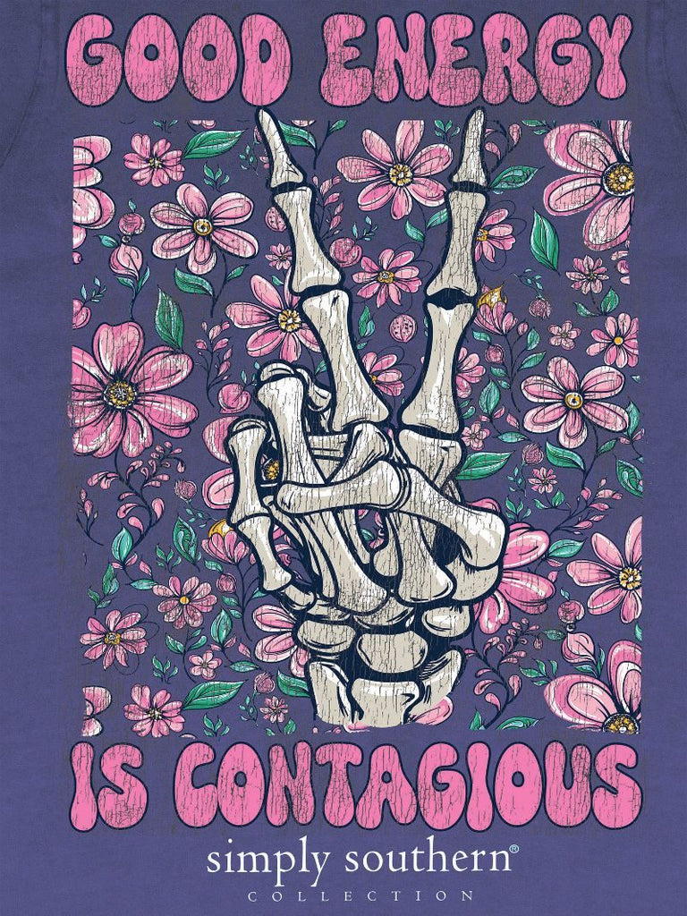 Good Energy is Contagious - Flowers - Peace - Skeleton - SS - S25 - Adult T-Shirt