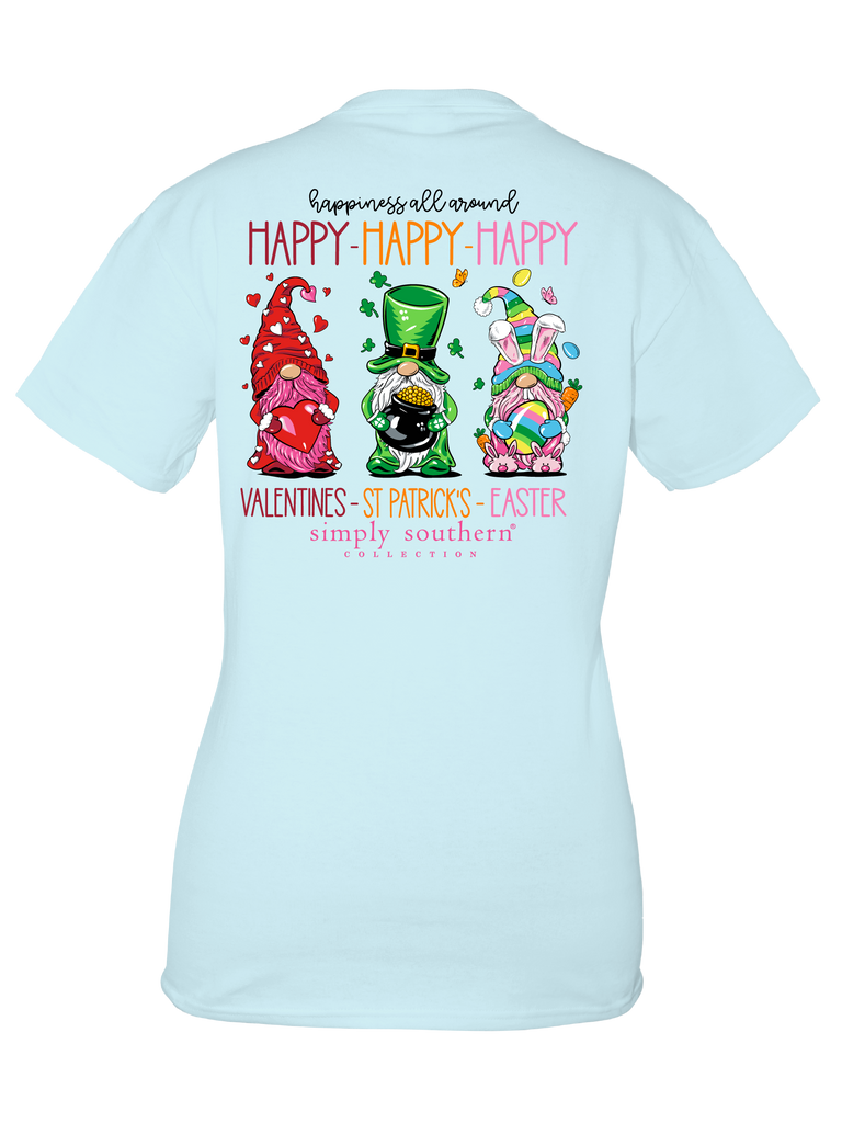 Happiness All Around - Happy Valentines - Happy St Patrick - Happy Easter - Gnomes - S24 - SS - Adult T-Shirt