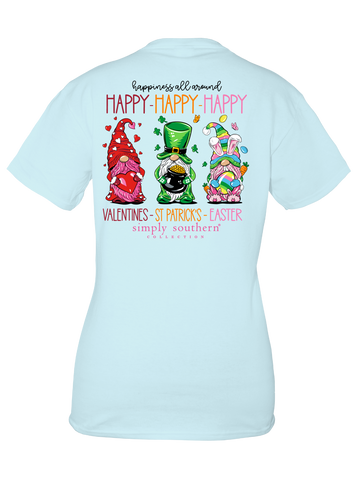 Happiness All Around - Happy Valentines - Happy St Patrick - Happy Easter - Gnomes - S24 - SS - Adult T-Shirt