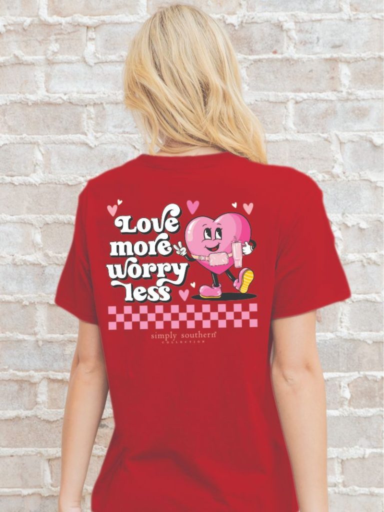 Love More Worry Less - Heart - Valentine - SS - S25 - Adult T-Shirt