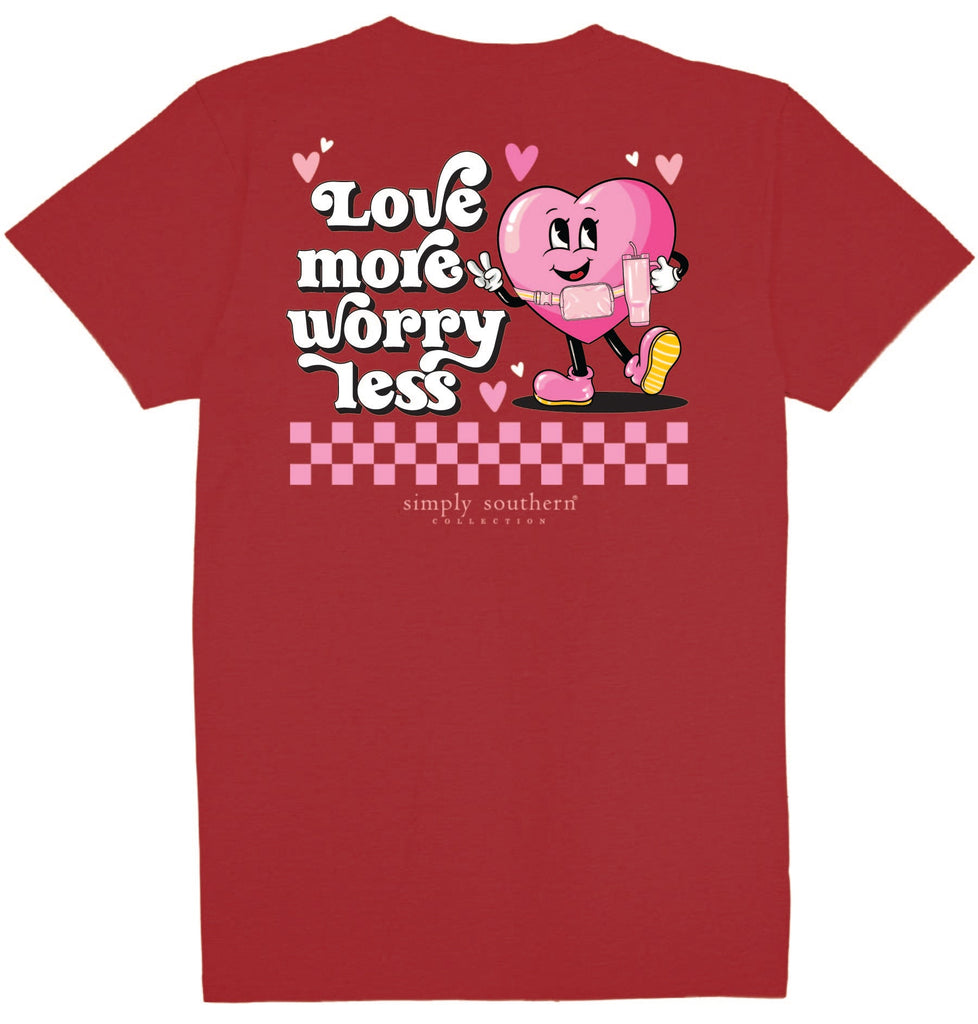 Love More Worry Less - Heart - Valentine - SS - S25 - Adult T-Shirt