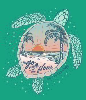 Turtle Go With The Flow - Beach - Adult T-Shirt - Southernology