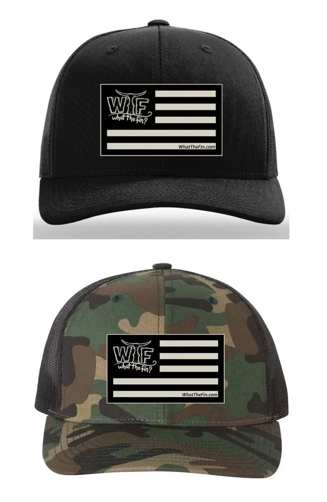Tan Flag Patch Snapback Trucker Hat - Adult Hat- What The Fin