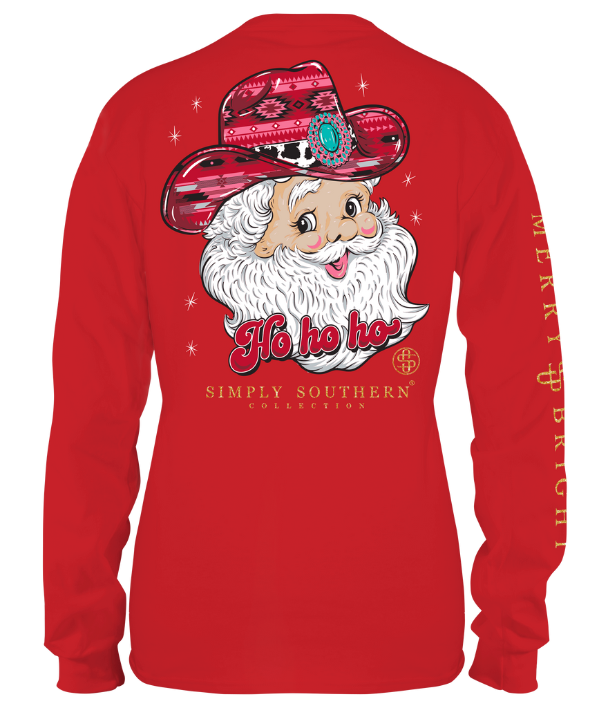 Cowboy Santa - Ho Ho Ho - SS - Adult Long Sleeve