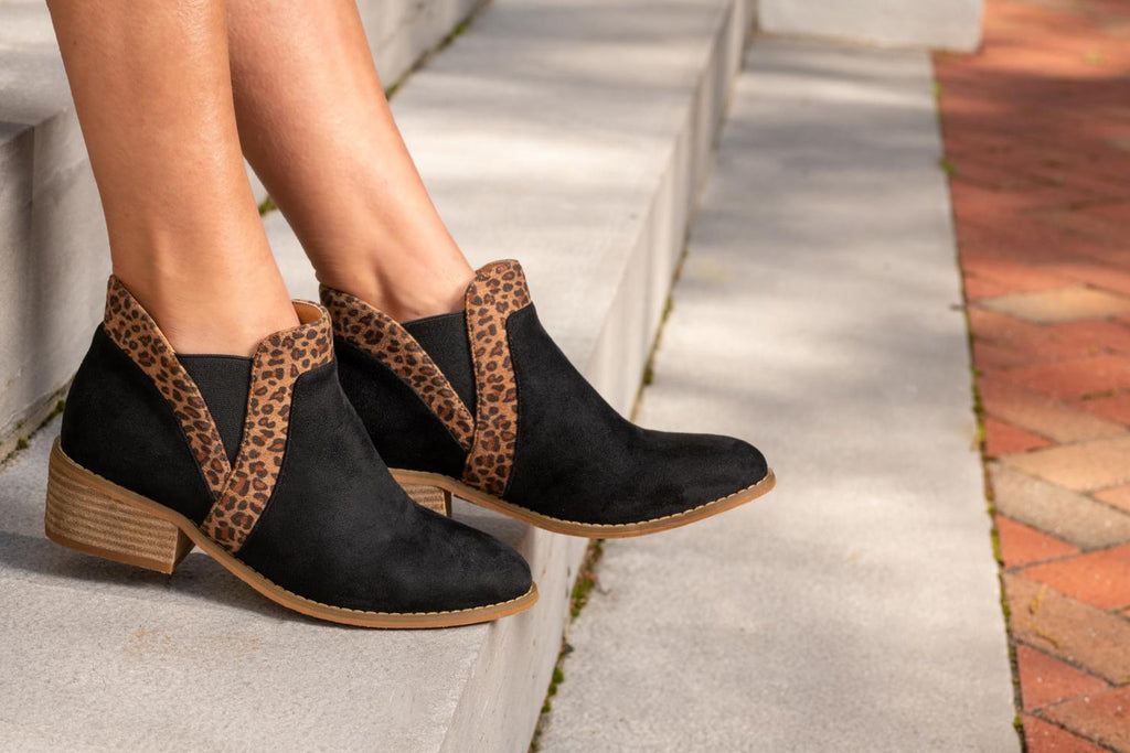 Crisp - Black & Leopard Booties by Corkys