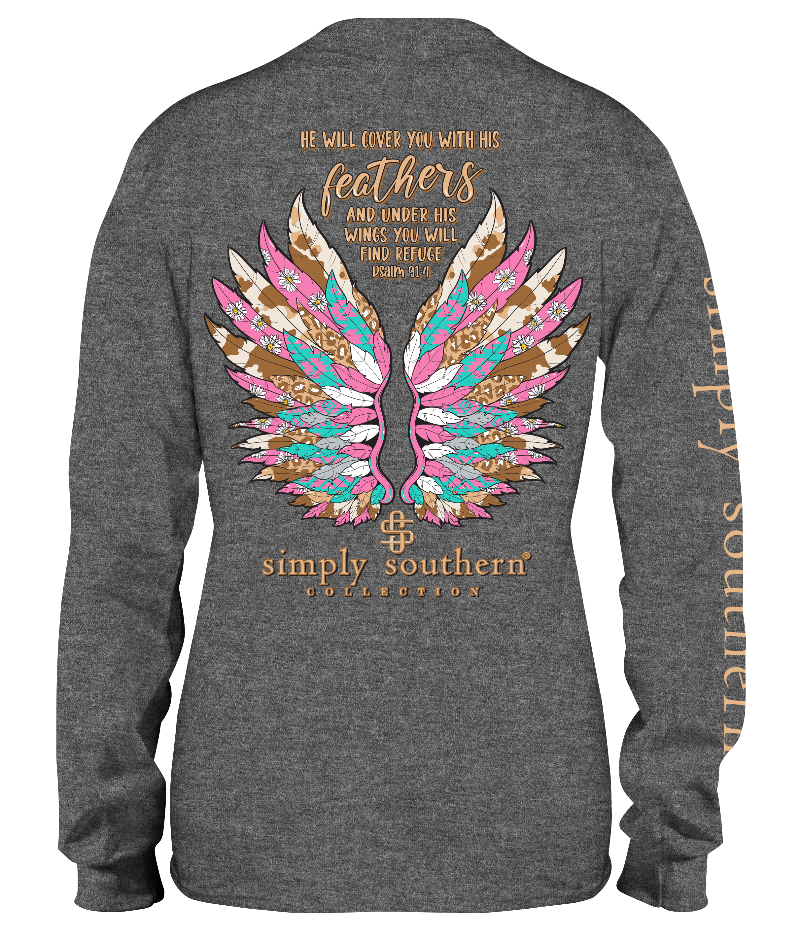 He Will Cover You With His Feathers - Wings - SS - F22 - Adult Long Sleeve