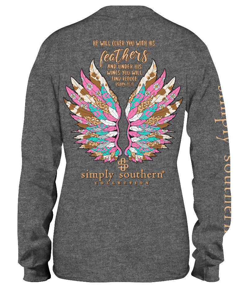 He Will Cover You With His Feathers - Wings - SS - F22 - YOUTH Long Sleeve