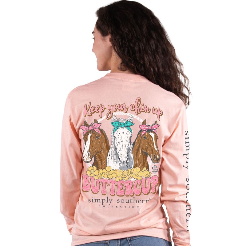 Keep Your Chin Up Buttercup - Horses - SS - Adult Long Sleeve