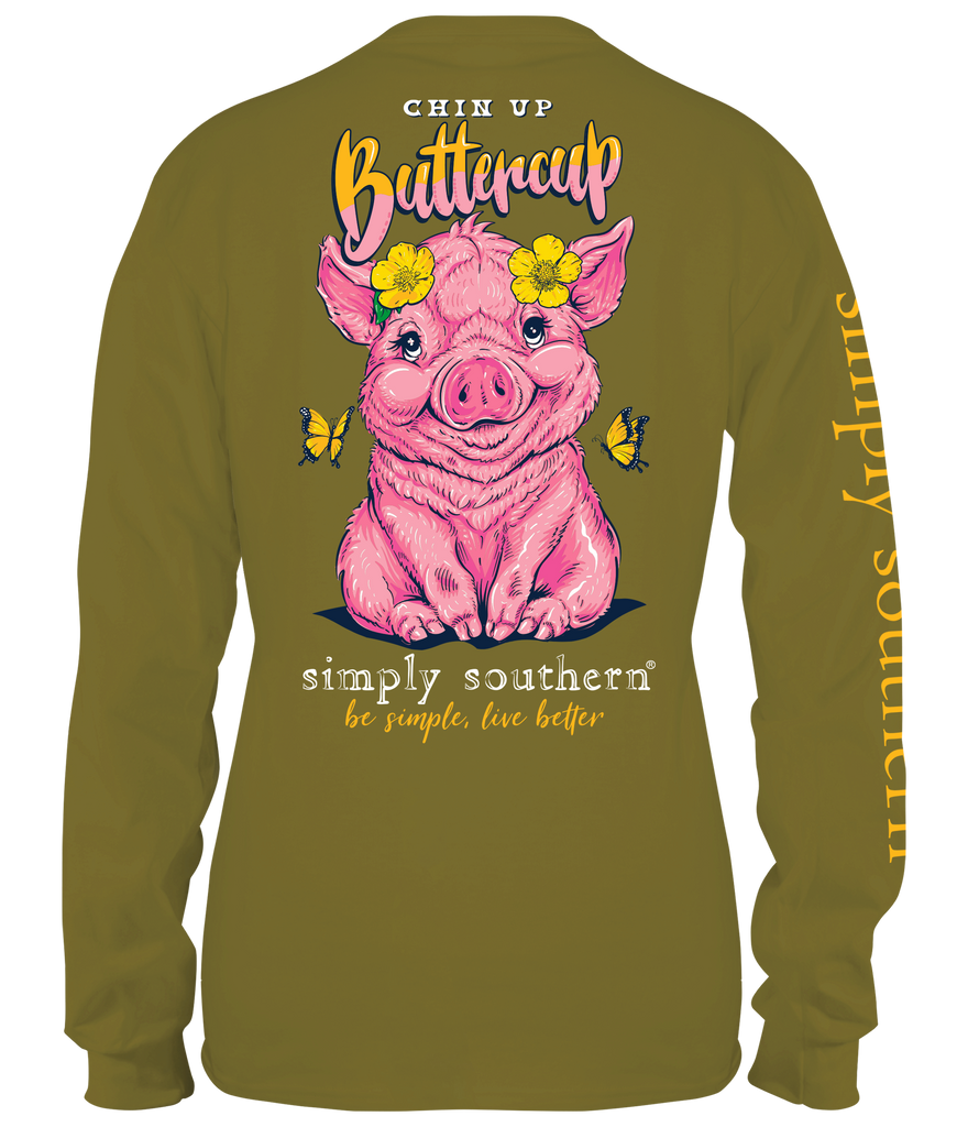 Chin Up Buttercup - Pig - SS - F21 - YOUTH Long Sleeve