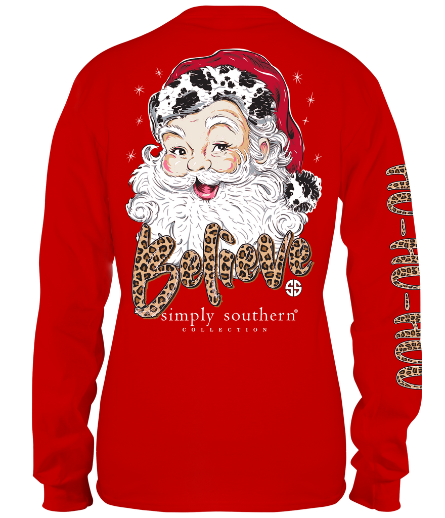 Santa Believe - Cow Print - SS - Adult Long Sleeve