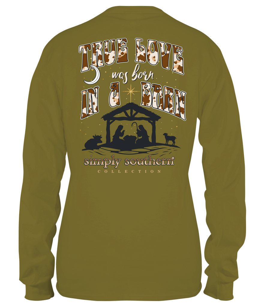 True Love Was Born In A Barn - Nativity Scene - SS - F21 - YOUTH Long Sleeve