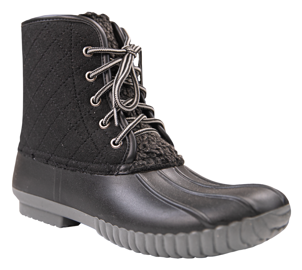 Quilted Rain Boots Lace Up - Black - F22 - Simply Southern