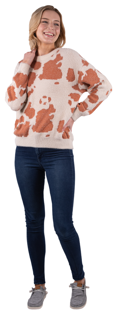 Fuzzy Sweater - Cow - F22 - Simply Southern